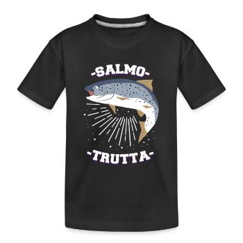 Latein Forelle Angler Geschenk - Kinder Premium Bio T-Shirt - Schwarz - Vorne
