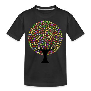 Lebensmittel Baum mit Obst - Kinder Premium Bio T-Shirt - Schwarz - Vorne