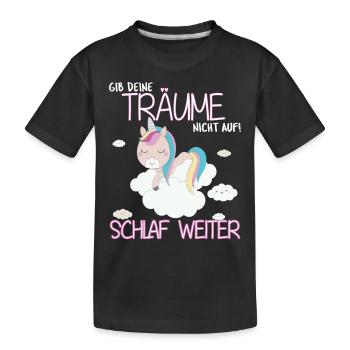 Schlaf weiter Einhorn - Kinder Premium Bio T-Shirt - Schwarz - Vorne