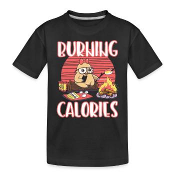 Kalorien Diät Faultier lustig Geschenk Abnehmen - Kinder Premium Bio T-Shirt - Schwarz - Vorne
