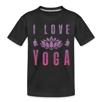 I Love Yoga Gift Namaste Shanti Heart Yoga - Kids' Premium Organic T-Shirt - black - Front