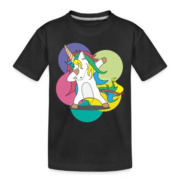 Dabbing Unicorn / Swag / Einhorn / Geschenk Shirt - Kinder Premium Bio T-Shirt - Schwarz - Vorne