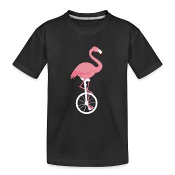Flamingo auf Einrad Geschenk Trend Hipster - Kinder Premium Bio T-Shirt - Schwarz - Vorne