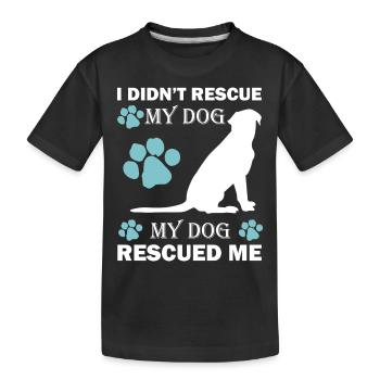 Rescued dog animal shelter dog street dog - Kids' Premium Organic T-Shirt - black - Front