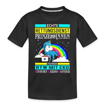 Rescue Princess Unicorn gift - Kids' Premium Organic T-Shirt - black - Front