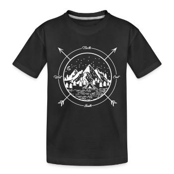 Kompass Geschenk Himmelsrichtungen Berge Wandern - Kinder Premium Bio T-Shirt - Schwarz - Vorne