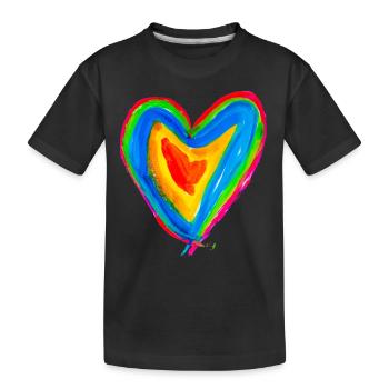 Herz - Kinder Premium Bio T-Shirt - Schwarz - Vorne