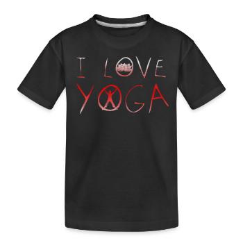 I love yoga gift namaste shanti heart yoga - Kids' Premium Organic T-Shirt - black - Front