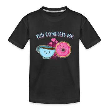 DU VERVOLLSTÄNDIGST MICH /Kaffee / Geschenk - Kinder Premium Bio T-Shirt - Schwarz - Vorne