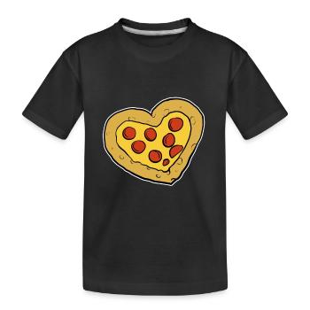 Pizza Herz Salami Liebe Fast Food Pizza Lieferung - Kinder Premium Bio T-Shirt - Schwarz - Vorne