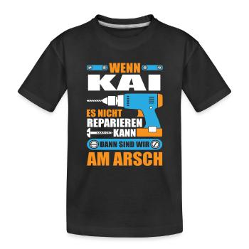 KAI Name Geschenk Reparatur reparieren - Kinder Premium Bio T-Shirt - Schwarz - Vorne