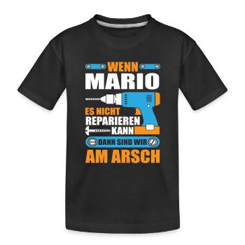 MARIO Name Geschenk Reparatur reparieren - Kinder Premium Bio T-Shirt - Schwarz - Vorne