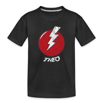 Nom de la foudre shirt Superhero Superhero Theo - T-shirt bio Premium Enfant - noir - Devant