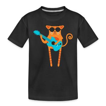Rocker Katze - Kinder Premium Bio T-Shirt - Schwarz - Vorne