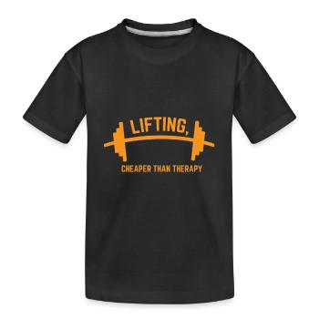 LIFTING CHEAPER THAN THERAPY GIFT - Kids' Premium Organic T-Shirt - black - Front