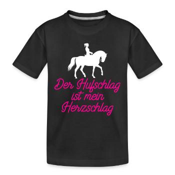 Hoof beat is my heartbeat - horse shirt - Kids' Premium Organic T-Shirt - black - Front