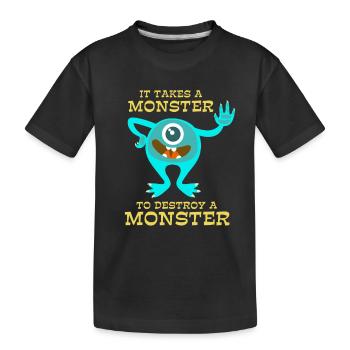 Monster - Creepy - Destroy - Gift - Kids' Premium Organic T-Shirt - black - Front