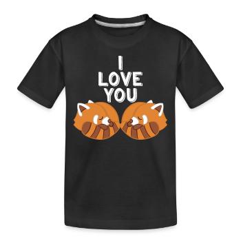 Panda rouge - Amour - Couple - Partenaire - Cadeau - T-shirt bio Premium Enfant - noir - Devant