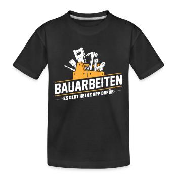 Bauarbeiter · Baustelle · Bagger · Bauarbeiten - Kinder Premium Bio T-Shirt - Schwarz - Vorne