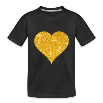 Coeur d'or amour Saint Valentin couple cadeau - T-shirt bio Premium Enfant - noir - Devant