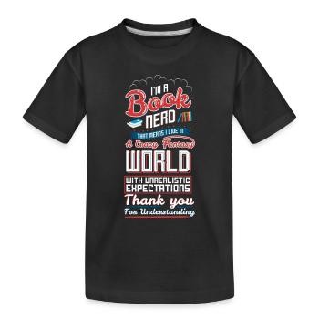 Bücherwurm Leseratte Buch Fan Shirt Geschenk Funny - Kinder Premium Bio T-Shirt - Schwarz - Vorne