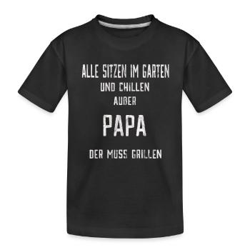 Grillmeister Papa - Kinder Premium Bio T-Shirt - Schwarz - Vorne