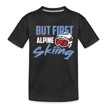 But first alpine skiing t-shirt - Kids' Premium Organic T-Shirt - black - Front