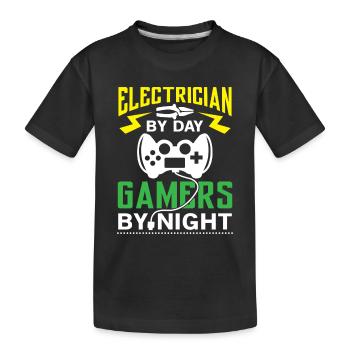 Electrician by Day Gamers by Night - arcade player - T-shirt bio Premium Enfant - noir - Devant