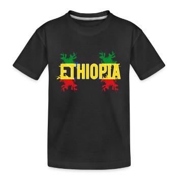 Ethiopia flag fashion - Kids' Premium Organic T-Shirt - black - Front