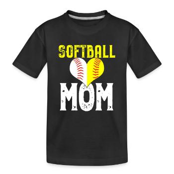 Cadeau d'amour maman softball - T-shirt bio Premium Enfant - noir - Devant
