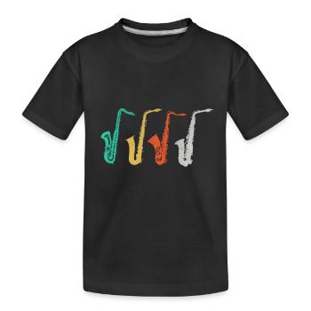 Saxophone - Vintage Retro Saxophonist Jazz Gift - Kids' Premium Organic T-Shirt - black - Front
