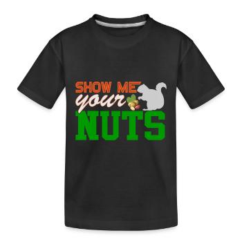 Zeig mir deine Nüsse Eichhörnchen - Kinder Premium Bio T-Shirt - Schwarz - Vorne