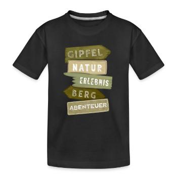 Outdoor Wegweiser Berg Abenteuer Erlebnis Geschenk - Kinder Premium Bio T-Shirt - Schwarz - Vorne
