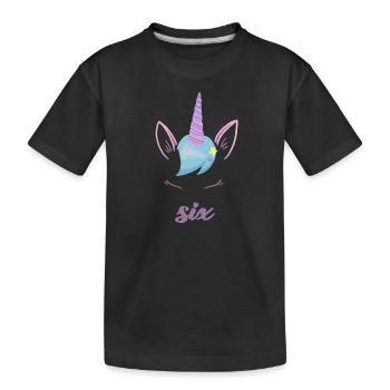 Einhorn Sechster Geburtstag - 6 Jahre Geburtstag - Kinder Premium Bio T-Shirt - Schwarz - Vorne