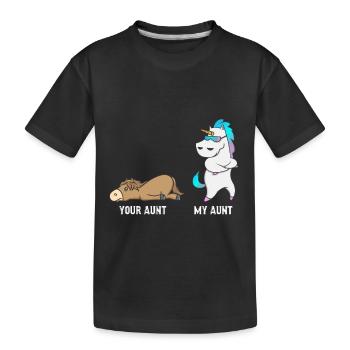 Einhorn Pferd Deine Tante Meine Tante Geschenk EN - Kinder Premium Bio T-Shirt - Schwarz - Vorne
