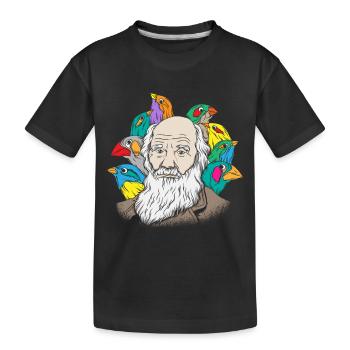 Charles Darwin Portrait Geschenk Evolution - Kinder Premium Bio T-Shirt - Schwarz - Vorne
