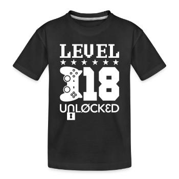 Level 18 Unlocked - video gamer anniversaire - T-shirt bio Premium Enfant - noir - Devant