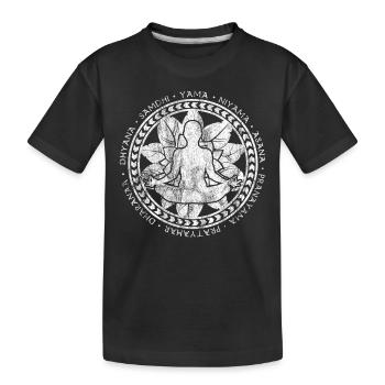 Yoga Lebensblume Schneidersitz Spiritualität shirt - Kinder Premium Bio T-Shirt - Schwarz - Vorne
