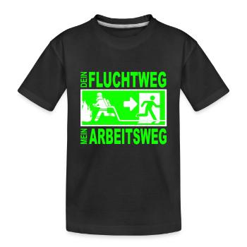 Flucht Feuerwehr Brand Notausgang Feuer Geschenk - Kinder Premium Bio T-Shirt - Schwarz - Vorne