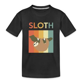 Faultier - Bunt - relaxen - chillen - Geschenk - Kinder Premium Bio T-Shirt - Schwarz - Vorne