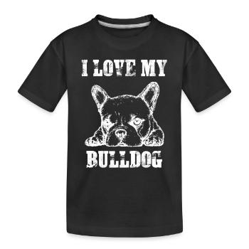 Ich liebe meinen Bulldoggen-Hundeliebhaber - Kinder Premium Bio T-Shirt - Schwarz - Vorne