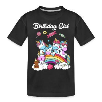 Cadeau d'anniversaire licorne fête fille enfant - T-shirt bio Premium Enfant - noir - Devant