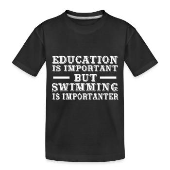 L’éducation est importante, mais la natation. - Cadeau - T-shirt bio Premium Enfant - noir - Devant