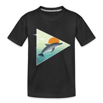 Dauphin - lever du soleil - océan - T-shirt bio Premium Enfant - noir - Devant