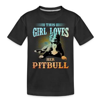 Pitbull chien chien de combat amour fille - T-shirt bio Premium Enfant - noir - Devant