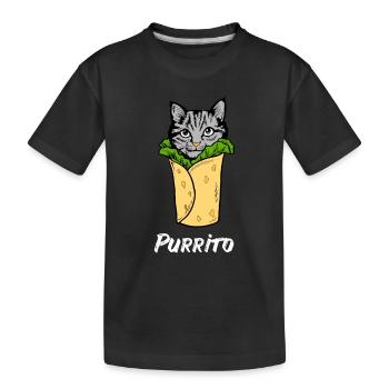 Cat Burrito Meow Cat lover cat lover - Kids' Premium Organic T-Shirt - black - Front