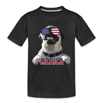 'Merica Mops - cadeau de chien amer - T-shirt bio Premium Enfant - noir - Devant