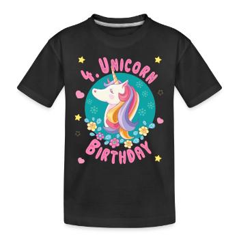 Licorne 4 ans 4 ans - Anniversaire de Licorne - T-shirt bio Premium Enfant - noir - Devant