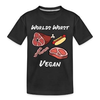 Anti Vegan Fleischfresser Fleisch Filet Geschenk - Kinder Premium Bio T-Shirt - Schwarz - Vorne