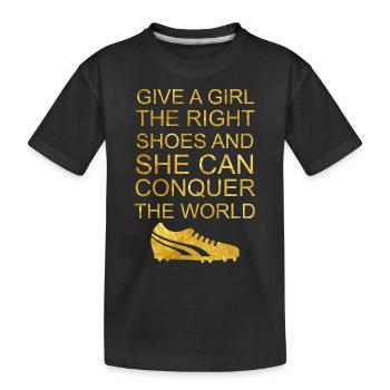 Frauenfussball Fussball Mädchen Fussballschuhe - Kinder Premium Bio T-Shirt - Schwarz - Vorne